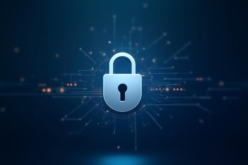 セキュリティプロトコルとデータ保護を示すデジタルロックのイラスト